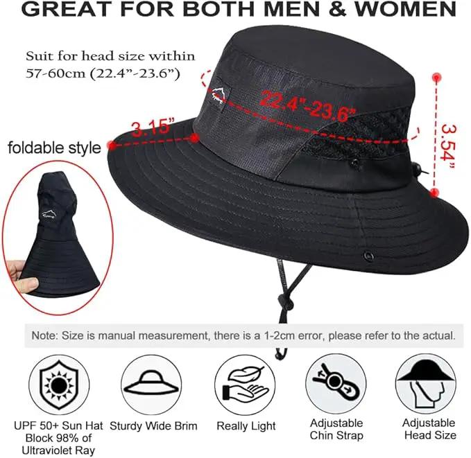 Fishing Hat, UPF50+ Wide Brim Sun Hat for Men Women, UV Protection Hiking Beach Bucket Hats Summer Safari Hat by GreenHaven Gardens