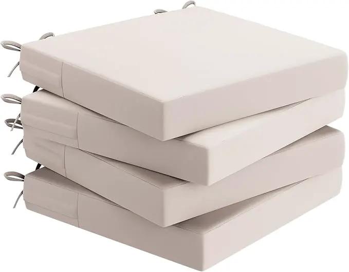 AAAAAcessories Outdoor Seat Cushions for Chairs, Waterproof, Fade-Resistant Patio Furniture Replacement Cushions, 18.5" x 16" x 3", Set of 4, Khaki Beige by GreenHaven Gardens