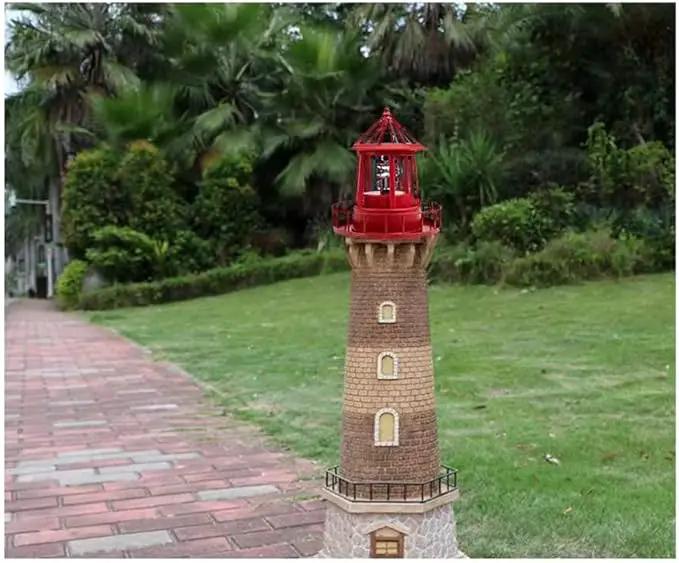 LED Solar Powered Lighthouse, 360 Degree Rotating Lamp Courtyard Decoration Waterproof Garden Smoke Towers Statue Lights for Outdoor Patio Garden Pathway by GreenHaven Gardens