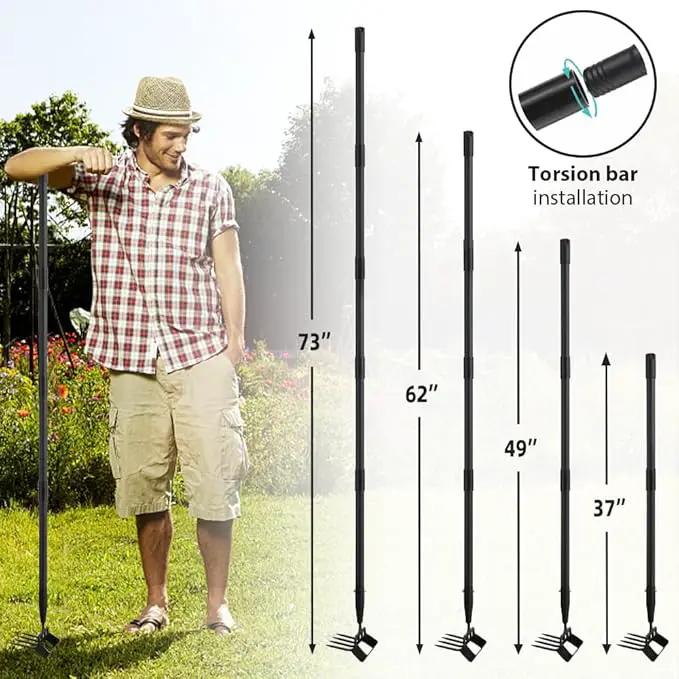 Upgraded Hula Hoe and Garden Hoe, Stirrup Hoe with Adjustable Handle for Weeding Digger loosening Soil Metal Garden Cultivator Hula Hoe with Rake Tiller Cultivator (30-73 Inch) by GreenHaven Gardens