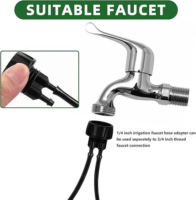 1/4 Inch Drip Irrigation Tubing to Faucet Adapter Connector, 2 Way Y Splitter for 3/4" Inch Garden Hose to 1/4 Inch Drip Irrigation Hose by GreenHaven Gardens
