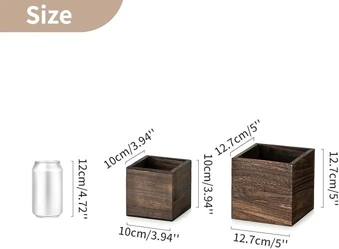 NUPTIO Wooden Box for Centerpiece Wedding: 12 Pcs Rustic Square Planter Box for Christmas Centerpiece Table Fall Decorations - 4×4" & 5×5" Small Wood Vases Flower Pots for Windowsill Home Garden Decor by GreenHaven Gardens