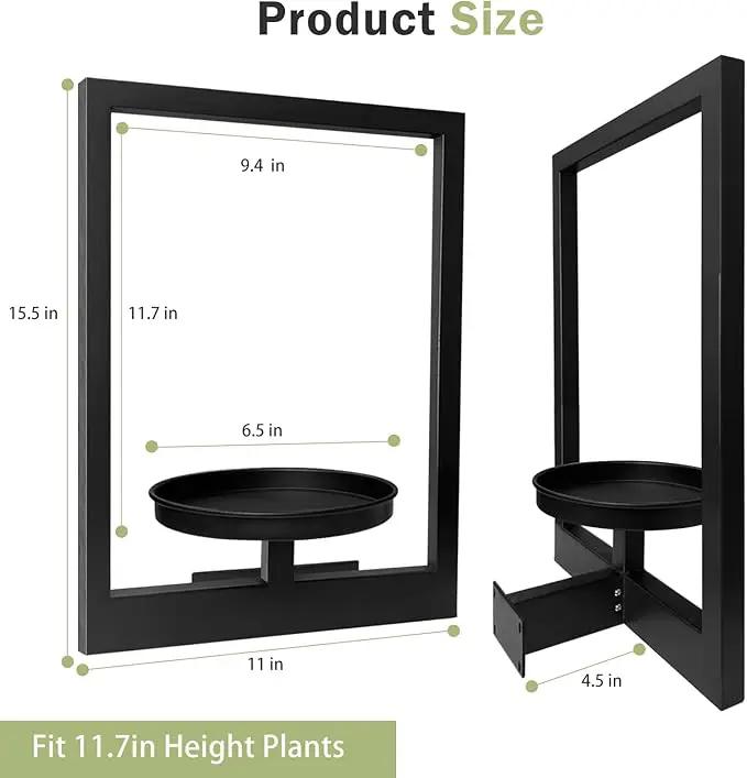 Picture Frame Plant Holder, Window Planter Hanger Shelves,Wall Mount Plants shelf Indoor Outdoor, Metal Hanging Planters Stand Decor,Modern Floating Ornament Rack Art for Home & Garden (Black 3pc) by GreenHaven Gardens