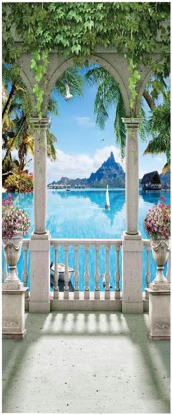 3D Door Stickers Murals - Landscape - Peel and Stick - Waterproof & Washable - Matt Finish - Scenic Motif - White - 37.4" x 84.6" - 2 Pieces by GreenHaven Gardens