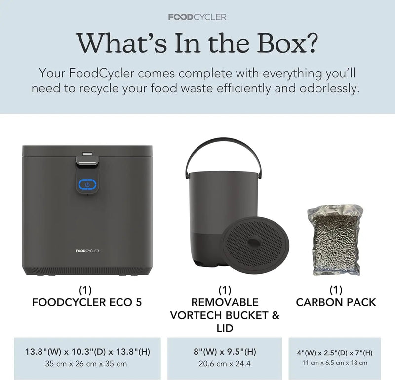 Food Cycler Eco 5 Award-Winning Kitchen Food Recycler | Indoor Composter Bin Alternative | Electric Countertop Food Disposer with Odorless 5L Indoor Food Waste Bin for Easy Waste Management | Grey by GreenHaven Gardens