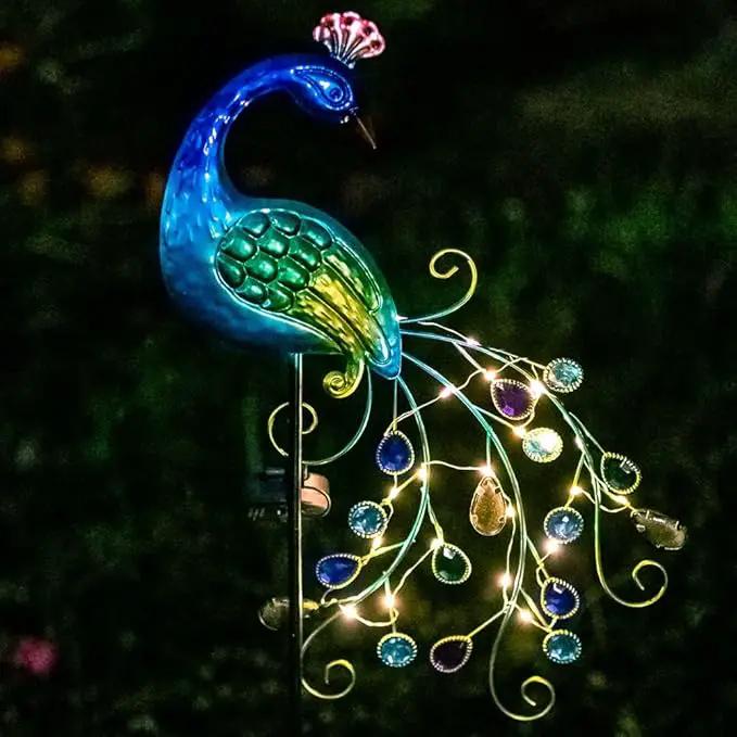 VEWOGARDEN Metal Peacock Solar Garden Lights Stakes - Waterproof Landscape Path Lights for Outdoor Patio Lawn Yard Decorations (38"*14"*2.5")Outdoor by GreenHaven Gardens