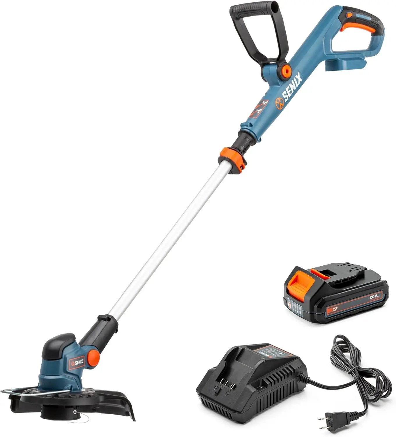 SENIX 20V 10" Cordless Weed Wacker, String Trimmer, Telescoping Rotating Shaft, Adjust Head & Assistant Grip, Auto Line Feed w/ 2.5Ah Battery & Charger, GTX2-M by GreenHaven Gardens