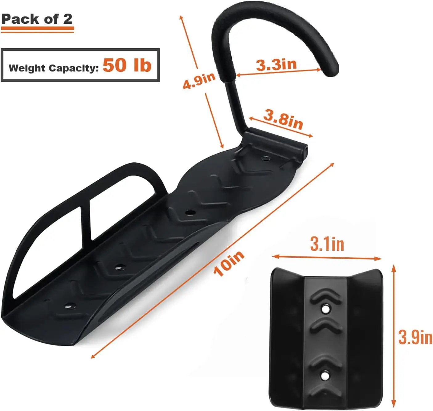 Wallmaster Bike Storage Rack for Garage, Wall Mount Bicycles Hanger with Tire Tray, 2-Pack Bike Storage System Vertical Bike Hooks by GreenHaven Gardens