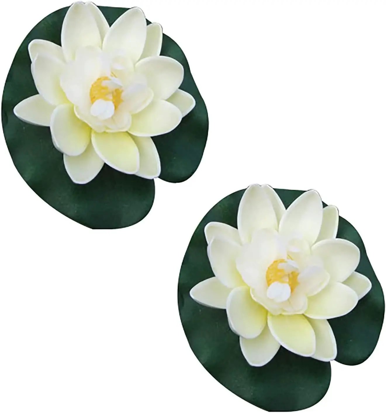 2Pcs White Artificial Floating Foam Lotus Flowers with Water Lily Pad Ornaments,Perfect for Patio Koi Pond Pool Aquarium Home Garden Wedding Party Holiday Decoration Water Gardens and Ponds by GreenHaven Gardens