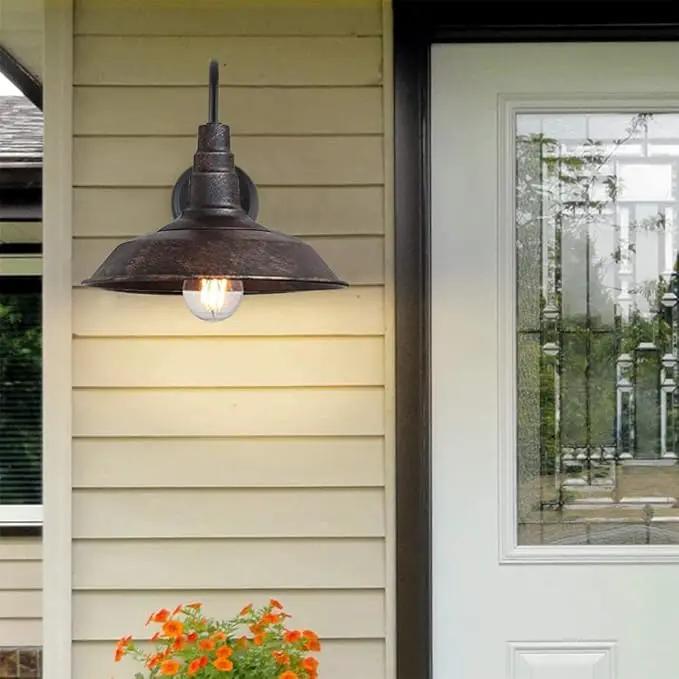 2-Pack Outdoor Gooseneck Barn Light 10" Retro Exterior Wall Light Iron Art Dome Farmhouse Wall Sconces Anti-Rust Waterproof Outdoor Light for House Porch Garage Entryway by GreenHaven Gardens