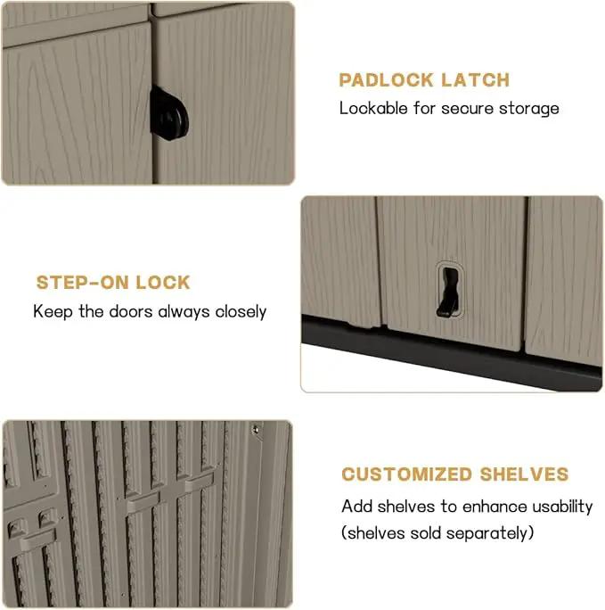 KINYING Outdoor Vertical Storage Shed,57 Cu.ft Outdoor Storage Cabinet Waterproof,Resin Sheds & Outdoor Storage Clearance for Garden,Patio,Backyard,Lockable (Brown) by GreenHaven Gardens