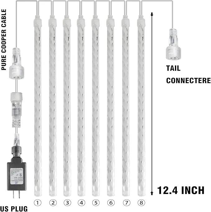 Dazzle Bright 288 LED Christmas Light, 11.8 Inch Meteor Shower Rain Lights with 8 Tubes, Waterproof Plug in Falling Rain Lights Christmas Decorations for Xmas Bushes Tree Yard Party (Green) by GreenHaven Gardens