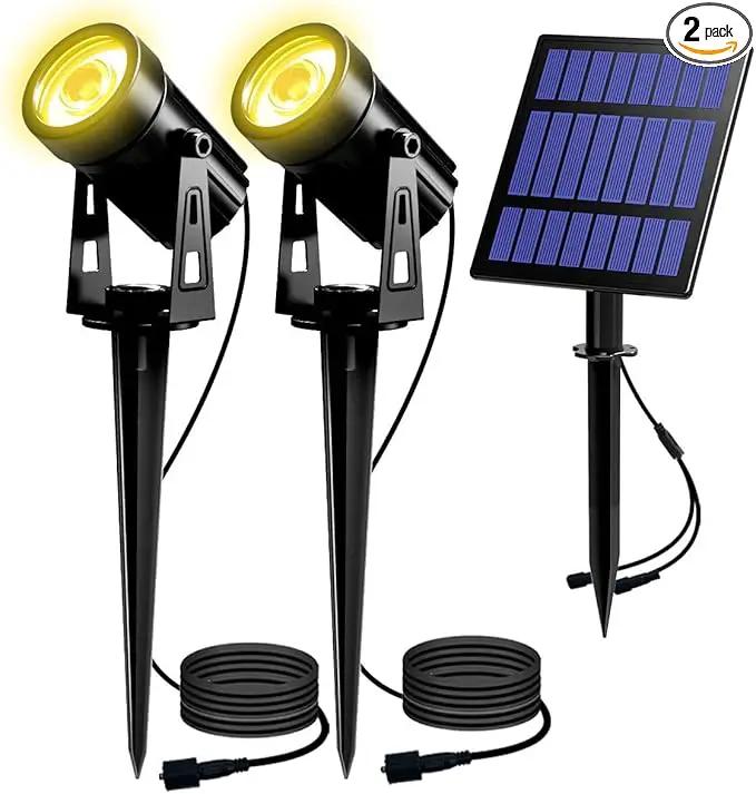T-SUN Solar Spotlights 2W Outdoor LED Landscape Spot Light, 2-in-1 Waterproof Solar Powered Wall Lights Auto ON/Off with Dual Headlamp for Garden, Yard, Pathway(Warm White) by GreenHaven Gardens