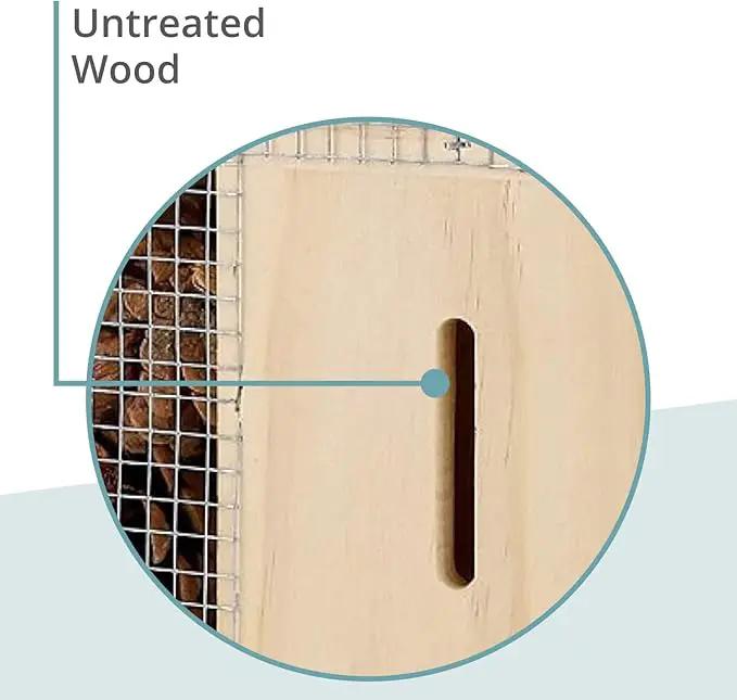Small Insect Hotel with Bark Roof - Untreated Natural Wood Insect House for Bees, Ladybugs, Lacewings & Butterflies - Nesting Aid for Hanging, Bee Hotel by GreenHaven Gardens