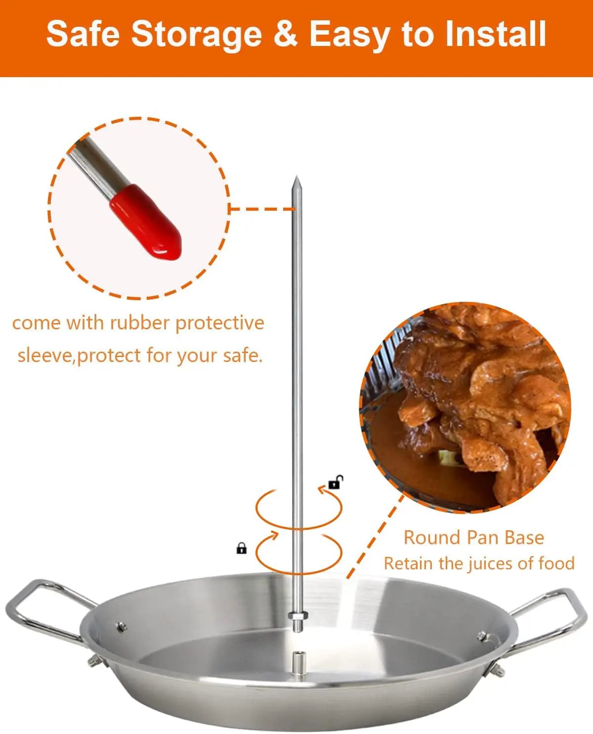 BBQ Vertical Skewer Pan Gyro Spit Shawarma Skewer Stand for oven, Al Pastor Skewer for Grill, El Pastor Hack for Tacos Al Pastor Chicken, Brazilian, Stainless Steel, with 8",10" stick by GreenHaven Gardens