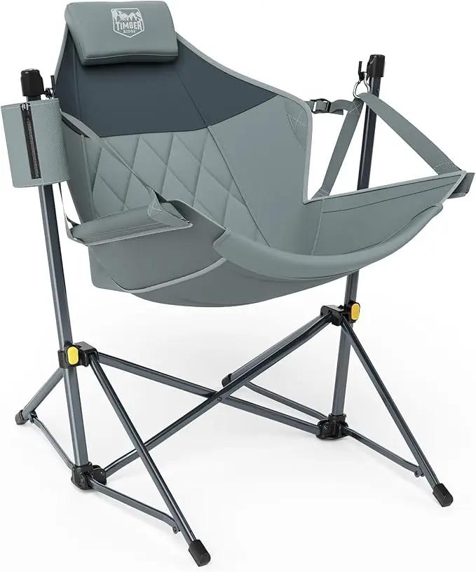 TIMBER RIDGE Hammock Camping Chair with Adjustable Backrest, Heavy Duty Folding Hammock Chair Supports 300lbs, Portable Hammock Chair for Camping, Travelling and Patio, Grey by GreenHaven Gardens