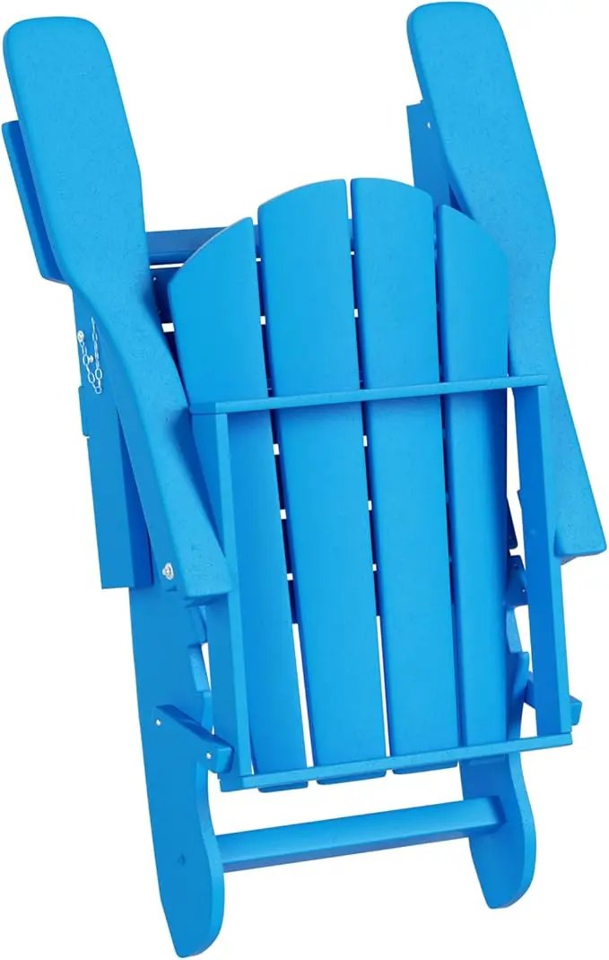 WO Home Furniture Adirondack Chairs Table Set of 3 PCS Outdoor Folding Chairs Coffee Table Weather/UV Resistant for Lawn, Garden, Bon Fire, Balcony (Pacific Blue) by GreenHaven Gardens