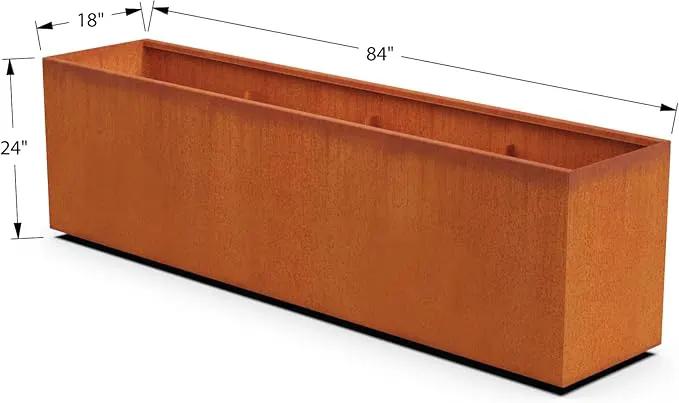 Corten Steel Planter Rectangle Outdoor Metal Garden Box Heavy Duty | Made in USA | Fully Assembled by GreenHaven Gardens