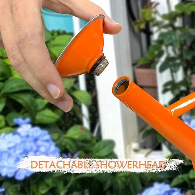 Metal Watering Can, One Gallon Watering Cans Stainless Steel for Outdoor Indoor Garden Plants Watering (Stainless Steel Handle Orange) by GreenHaven Gardens