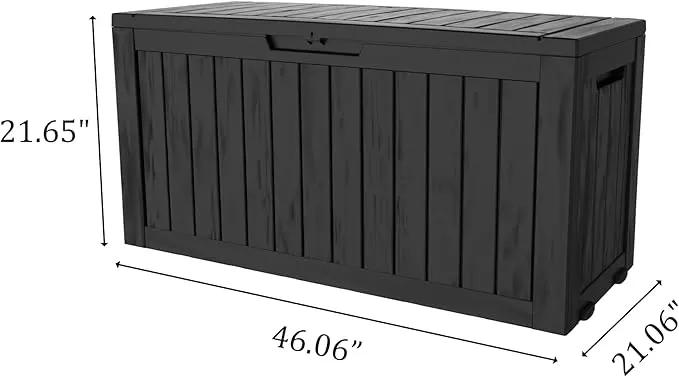 80 Gallon Outdoor Storage Box with Wheels, Waterproof Lockable Resin Deck Box Patio Storage Bin for Pool Accessories Cushion Furniture, Garden Tools, UV-Resistant Outside Delivery Black by GreenHaven Gardens