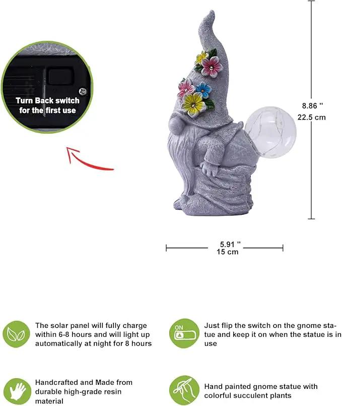 Nacome Solar Funny Gnome Statue for Garden: Outside Decor with Blow Bubbles Ball Lights Clearance for Yard Art Lawn Ornaments Porch Patio Balcony - Birthday Gifts for Grandma Mom Women by GreenHaven Gardens