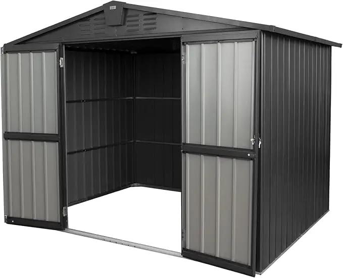 Domi Outdoor Storage Shed 8.2' x 6.2', Metal Steel Utility Tool Shed Storage House with Double Lockable Doors & Air Vent for Backyard Garden Patio Lawn by GreenHaven Gardens