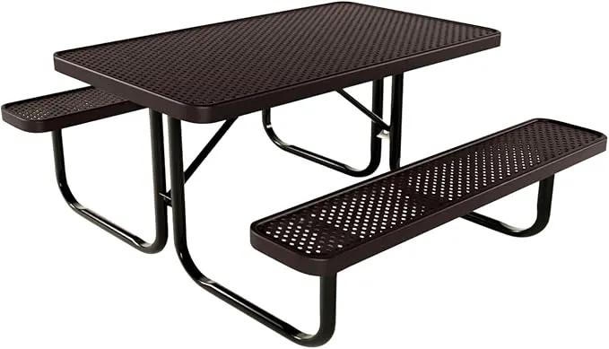 Coated Outdoor Furniture Heavy-Duty Portable Outdoor Kids Table, Punched Steel Kids Picnic Table, Commercial-Grade Picnic Table, Made in America (4ft Rectangular, Childrens, Brown) by GreenHaven Gardens