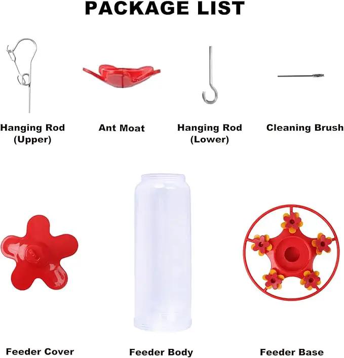 Hummingbird Feeders for Outdoors Hanging - 5 Feeding Ports 320 ml Plastic Hummingbird Feeder, Bee-Proof Leak-Proof No Drip, Easy to Clean with Cleaning Brush by GreenHaven Gardens