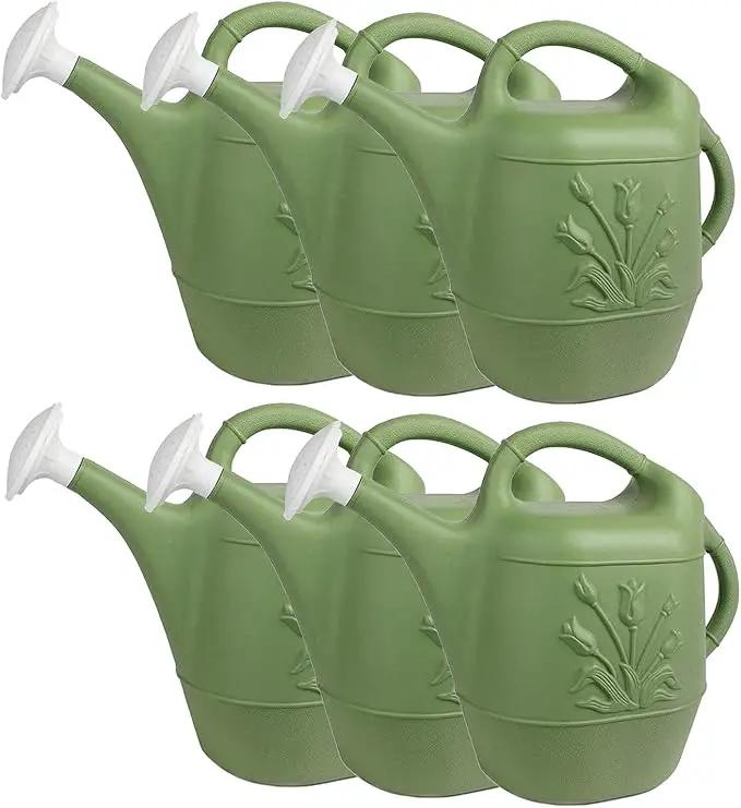PMU 2 Gallon Watering Can - Garden Watering Can for Indoor & Outdoor Plants - Plastic Water Can with Detachable Sprinkler Head - Large Water Pot, Made in USA - Sage Green Pkg/6 by GreenHaven Gardens