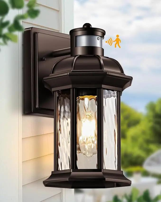 VIANIS Motion Sensor Outdoor Garage Lighting Fixture, Oil Rubbed Bronze Farmhouse Exterior Wall Mount Sconce for House, Waterproof Dusk to Dawn Front Porch ORB Outside Lantern for Patio by GreenHaven Gardens