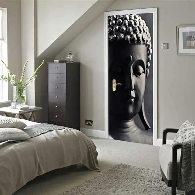3D Door Stickers Murals Peel and Stick - Buddha Statue - Door Wallpaper Self-Adhesive Door Decals Removable PVC Waterproof Door Poster for Bedroom Living Room Door 30.3" x 78.7" by GreenHaven Gardens