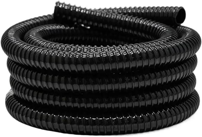 0.75 Inch Pond Tubing, 3/4" ID Corrugated Water Pipe, 20 Feet Length Flexible PVC Hose Pipe with Pipe Fittings, Aquarium, Pond Waterfall, Garden Pond Pump Drainage Tube Black by GreenHaven Gardens