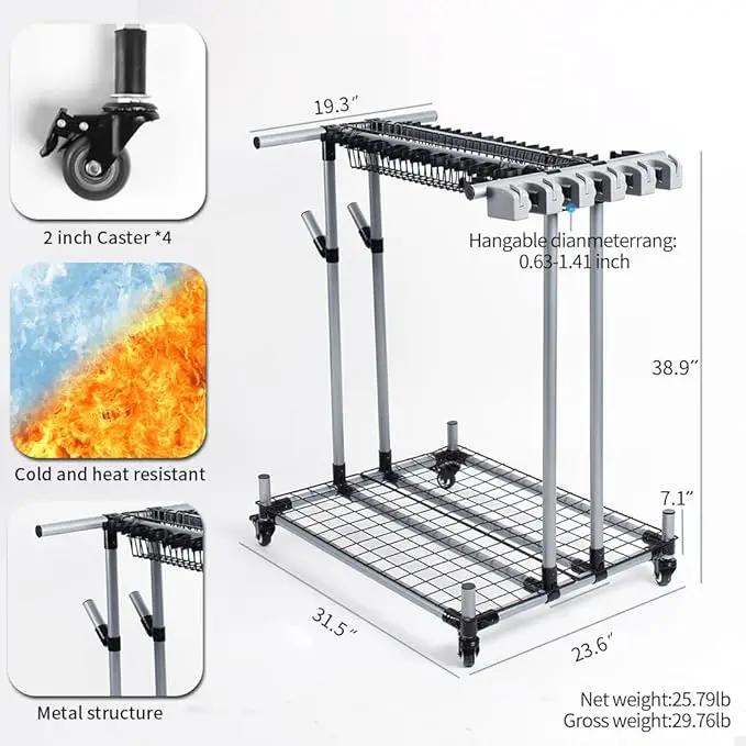 Heavy duty garden tool organizer garage storage holder storage large long farming tools lawn tool metal rack shovel and rake organizer by GreenHaven Gardens
