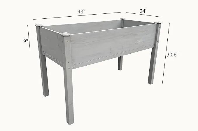 BTExpert 4ft Raised Garden Bed with Legs, 48x24x30in Elevated Wood Planter Box Stand for Vegetable Flower Backyard, Patio, Balcony Bed Liner Outdoor - Grey 30 in Height by GreenHaven Gardens