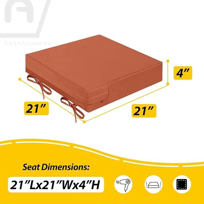 AAAAAcessories Outdoor Seat Cushions for Chairs, Waterproof, Fade-Resistant Patio Furniture Replacement Cushions, 21" x 21" x 4", Set of 2, Rust by GreenHaven Gardens
