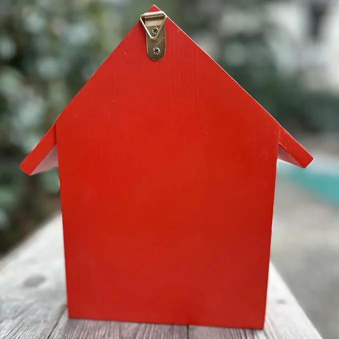 Mason Bee Houses Outdoor Wooden Bee Hotel for Garden and Yard Hand-Made Bamboo Bee Hive for Bees Butterflies and Ladybugs, Medium Size 8"x7.5"x5", Red by GreenHaven Gardens