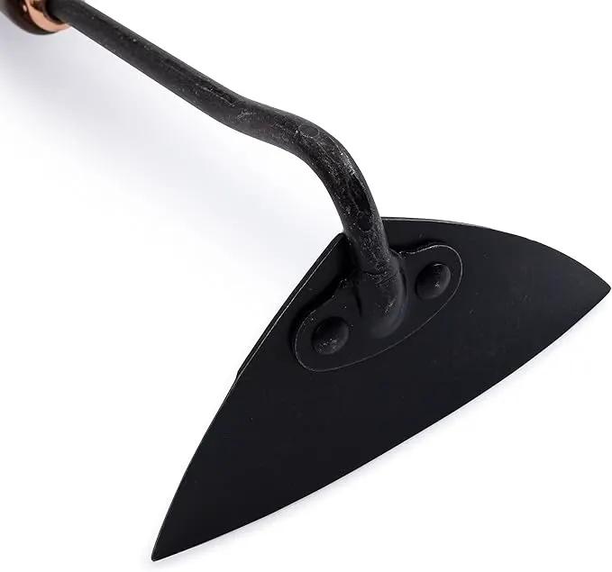 Barebones Triangle Hoe - Stainless Steel Hoe - Japanese Gardening Tools for Weeding, Long Handle and Hand Hoe (Walnut/Black) by GreenHaven Gardens