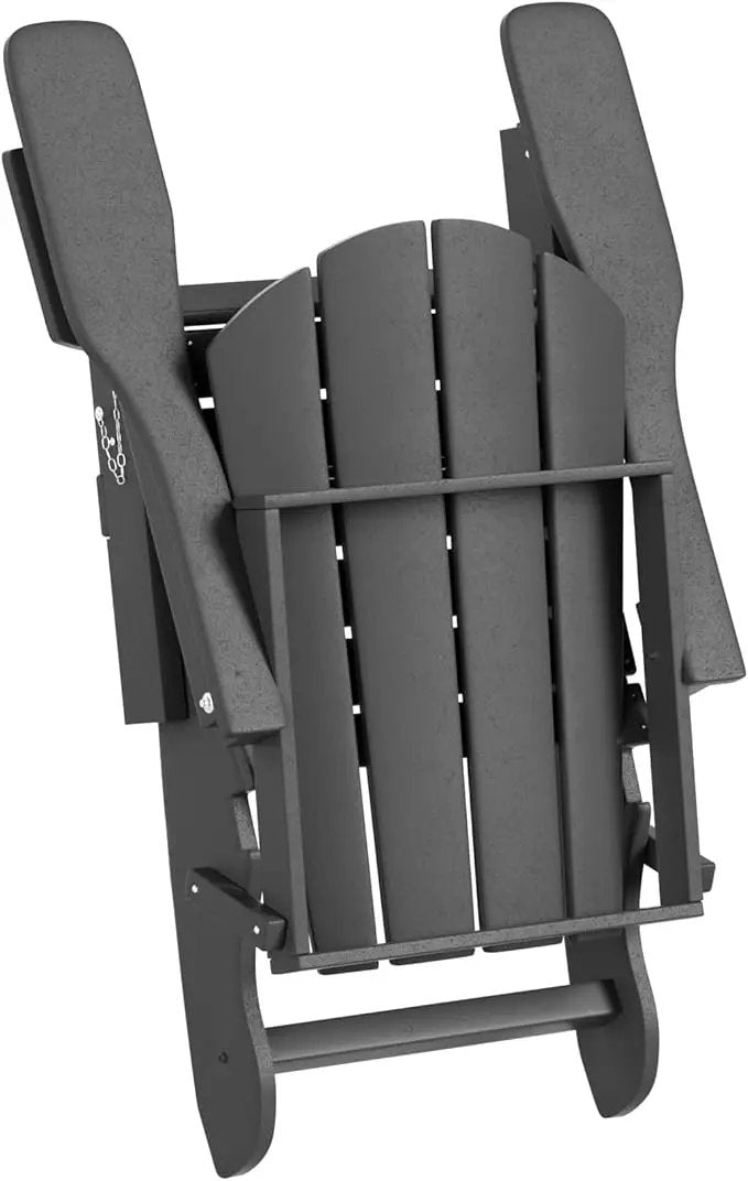 WO Home Furniture Adirondack Chairs Table Set of 3 PCS Outdoor Folding Chairs Coffee Table Weather/UV Resistant for Lawn, Garden, Bon Fire, Balcony (Gray) by GreenHaven Gardens