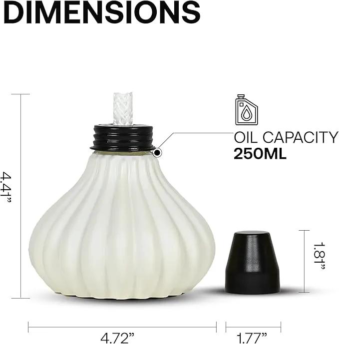 Deco Window Pack of 3 Table Torch for Indoor Outdoor Citronella Oil Tabletop Ceramic Lamp Landscape White Lantern with Fiberglass Wick & Cap for Patio Garden Yard Party Decor Light by GreenHaven Gardens
