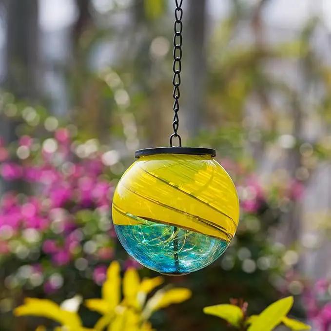 Hanging Solar Lanterns Outdoor Waterproof, Gazing Ball Globe Solar Lantern, Hanging Glass Lantern for Garden Yard Tree Outdoor Decoration by GreenHaven Gardens