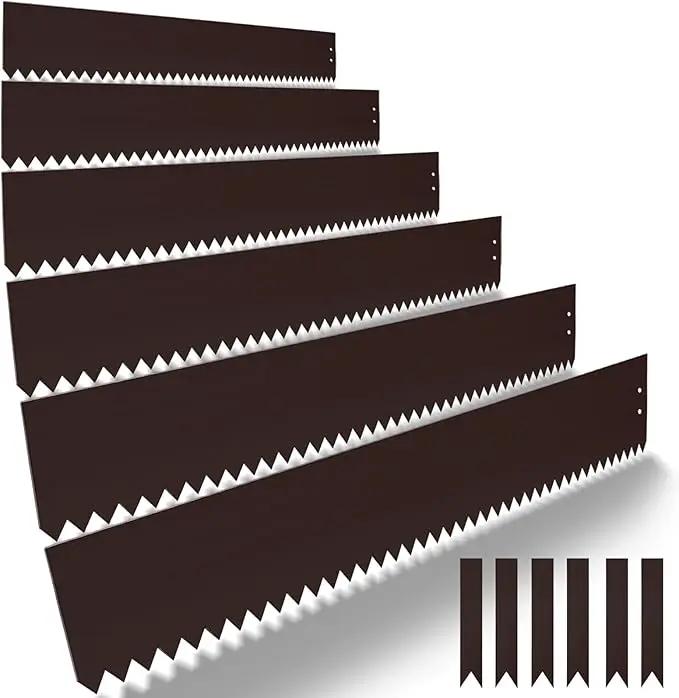 40" L x 8" H Metal Landscape Edging, Heavy Duty Galvanized Steel Garden Edging,6 Pack Steel Landscape Edging with Clips for Lawn, Flower Bed, Yard (Brown)