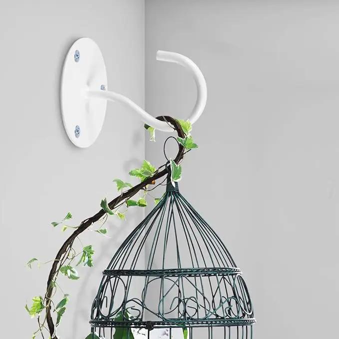 Ceiling Hooks for Hanging Plants - Metal Plant Bracket Iron Wall Mount Lanterns Hangers for Hanging Bird Feeders, Lanterns, Wind Chimes, Planters, Outdoor Decoration Hooks (White) by GreenHaven Gardens