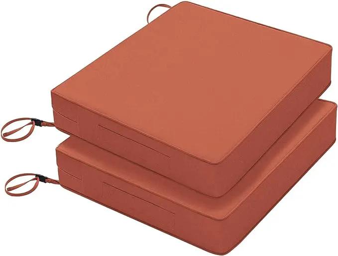 Favoyard Patio Chair Cushions 18.5 x 16 x 3 Inch Waterproof Outdoor Seat Cushions for Patio Furniture 3-Year Color Fastness Garden Sofa Couch Chair Pads with Handle & Adjustable Straps Set of 2, Spice by GreenHaven Gardens