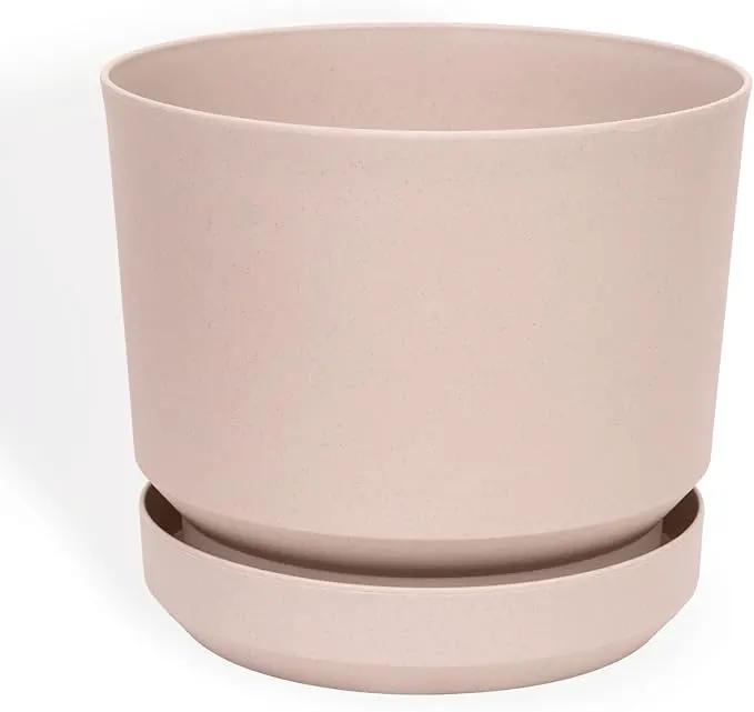 Elly Décor 10 inch Plastic Cylinder Planter Pot with Self-Watering Saucer and Drainage Hole,Lightweight & Extremely Durable, 10"x 10", Ivory by GreenHaven Gardens