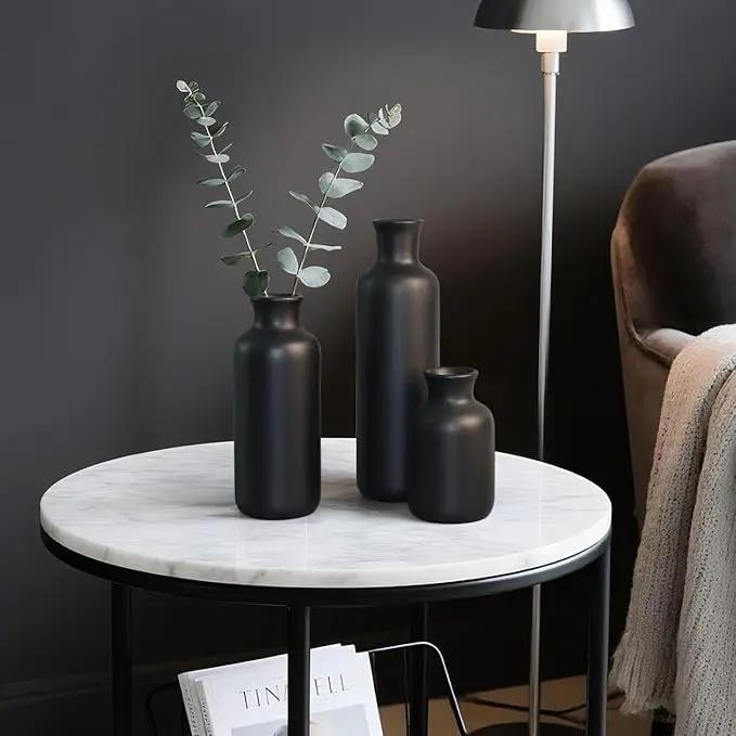 Resin 3 Piece Vase Set, Farmhouse Decor, Home Decorative Vase, Vases for Your Kitchen, Bedroom, Office, Living Room, Bathroom, & Shelf Centerpiece Table Decorations, Black by GreenHaven Gardens
