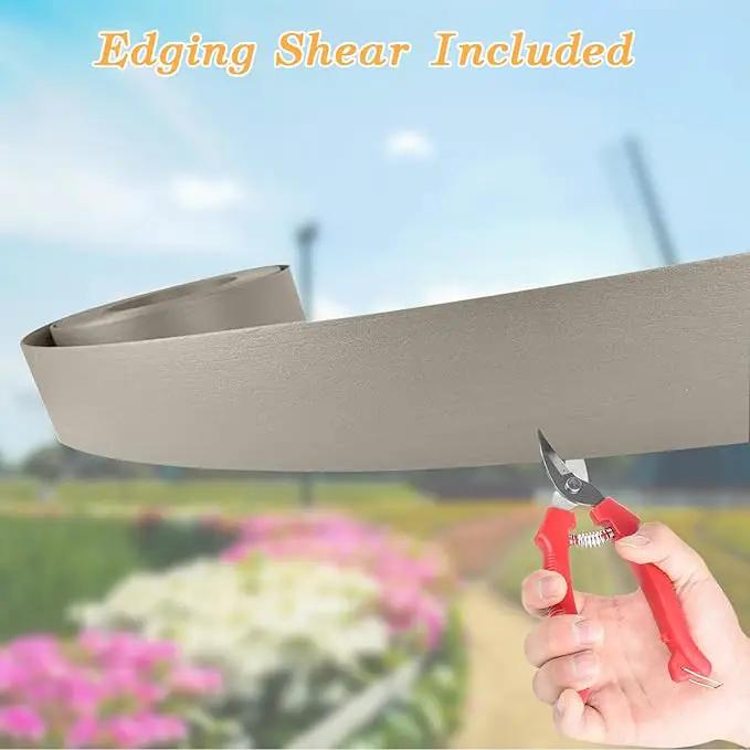 Landscape Edging Kit, Include 4 Inch High 120 Feet Length Terrace Board, 60 Durable Spikes, Edging Pruning Shear, Rubber Mallet Hammer, Gray by GreenHaven Gardens