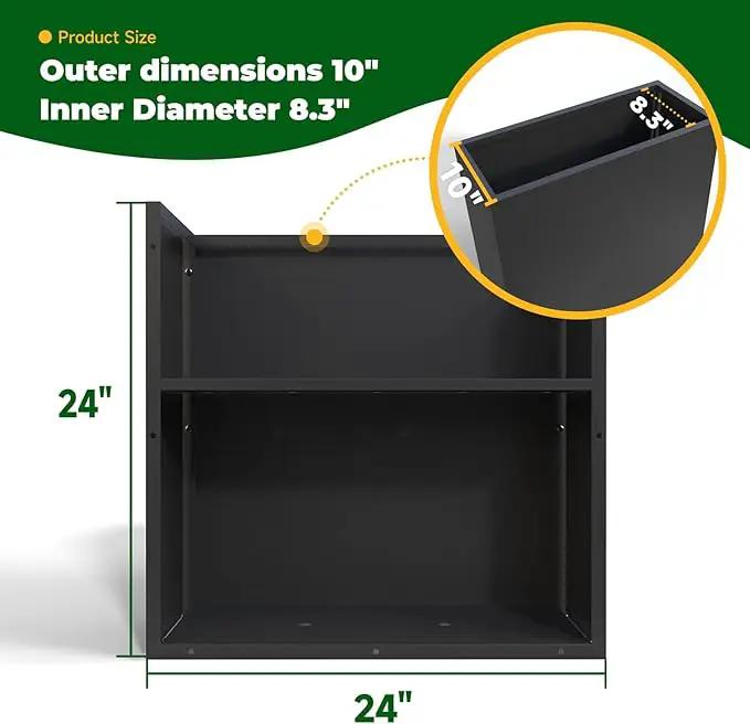 Black Steel Metallic Heavy Planter for Outdoor Plants 24"x10"x24" Metal Garden Planter Spliced Flower Pot with Partitions for Outside,Indoor,Garden (Black, 24 * 10 * 24) by GreenHaven Gardens