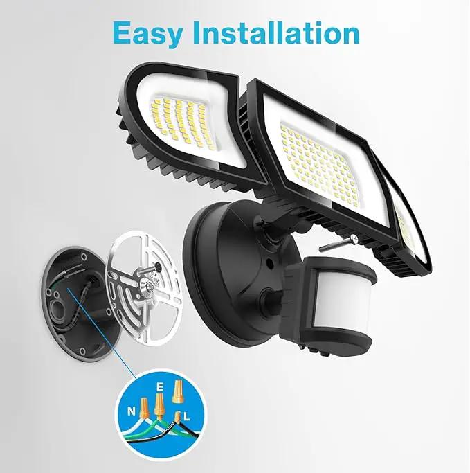 Olafus 100W LED Security Light Motion Sensor Outdoor Light, 2 Pack Motion Flood Light Dusk to Dawn, 9000LM Super Bright 6500K Exterior Motion Detector Floodlight for Garage Yard Porch Eave IP65, Black by GreenHaven Gardens