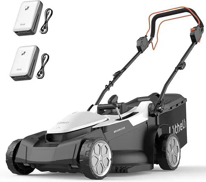 Litheli Lawn Mower 18" Electric Self Propelled for Garden Yards, Lightweight Cordless Lawn Mower Brushless with 6-Position Height Adjustment, 2 x 20V 4.0Ah Battery by GreenHaven Gardens