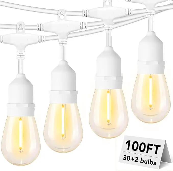 SUFEIMAS 100FT White Outdoor String Lights,IP65 Waterproof 30+2 Plastic LED Bulbs 2700K White Patio String Lights for Outside Porch, Pergola, Backyard, Bistro, Garden,Wedding Lights by GreenHaven Gardens